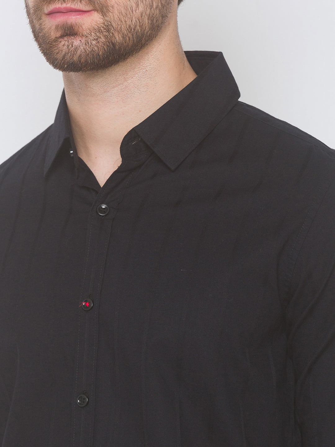 Spykar Men Black Cotton Casual Slim Fit Shirt