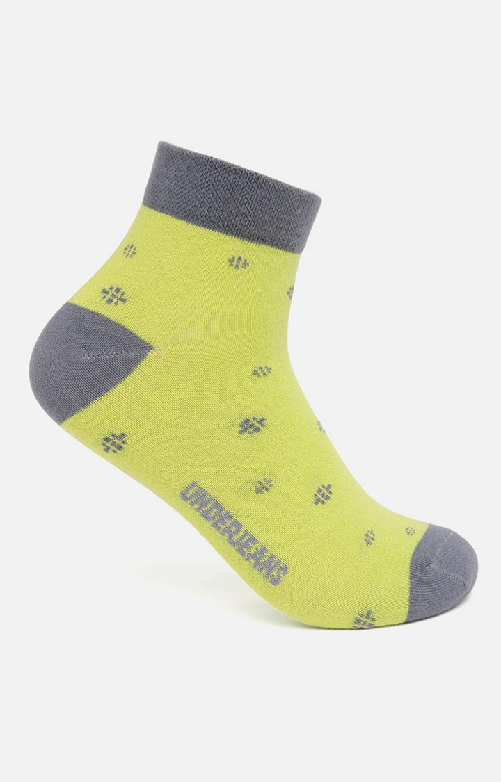 Men Premium P Green-Grey Ankle Length (Non Terry) Single Pair of Socks- UnderJeans by Spykar