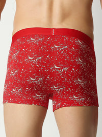 Men Premium Red Cotton Blend Regular Fit Trunk - Underjeans By Spykar