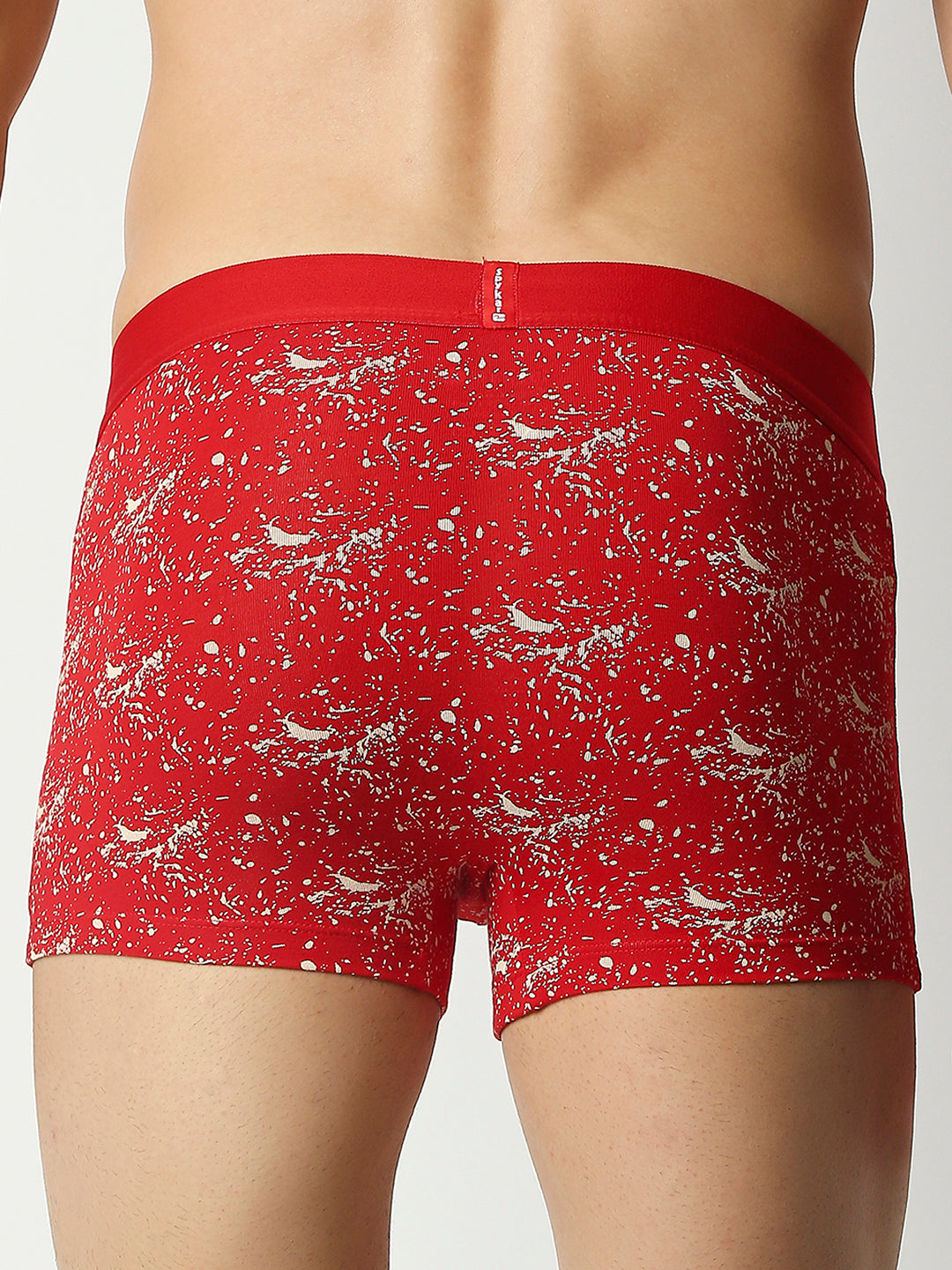 Men Premium Red Cotton Blend Regular Fit Trunk - Underjeans By Spykar
