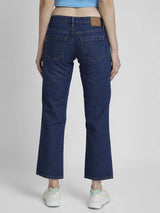 Spykar Women Dark Blue Cotton Straight Fit Regular Length Clean look Jeans -(Bella-low)