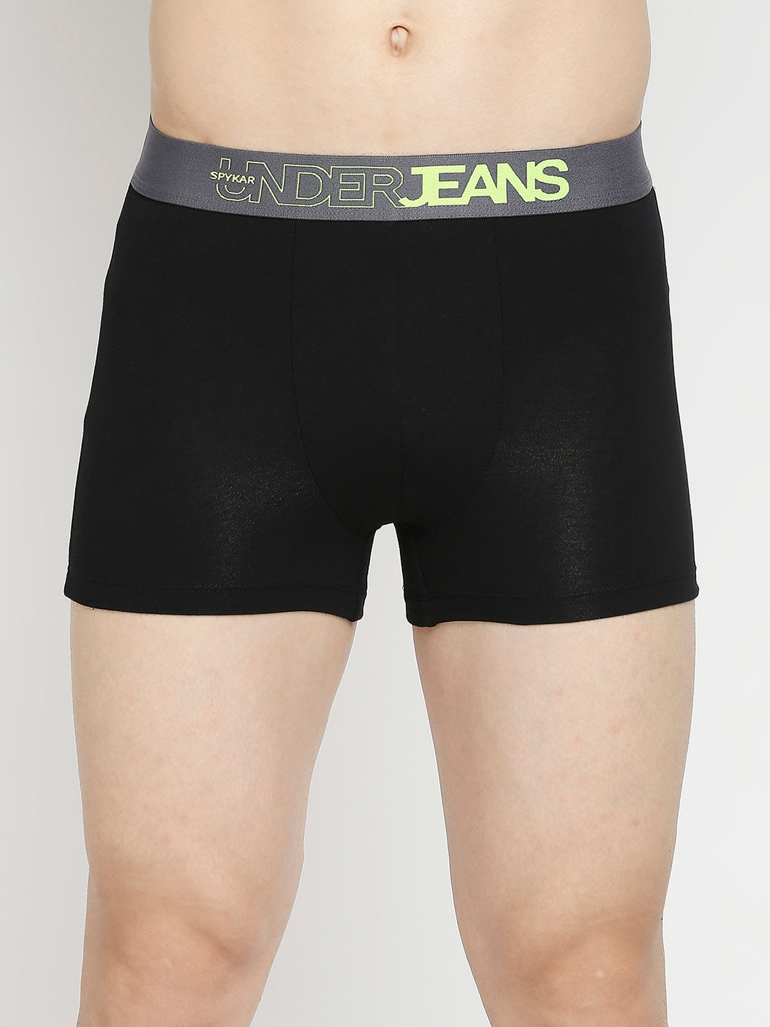 Men Premium Olive & Black Cotton Blend Trunk - Pack Of 2- Underjeans By Spykar