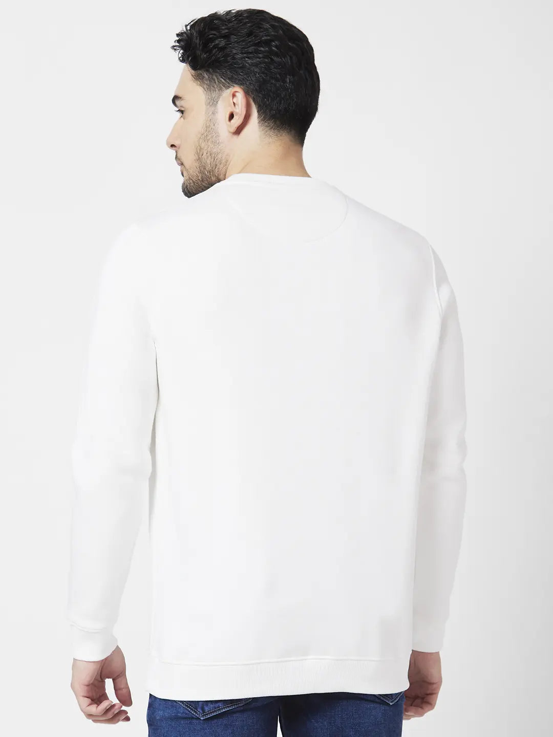 Mens plain 2025 white sweatshirt