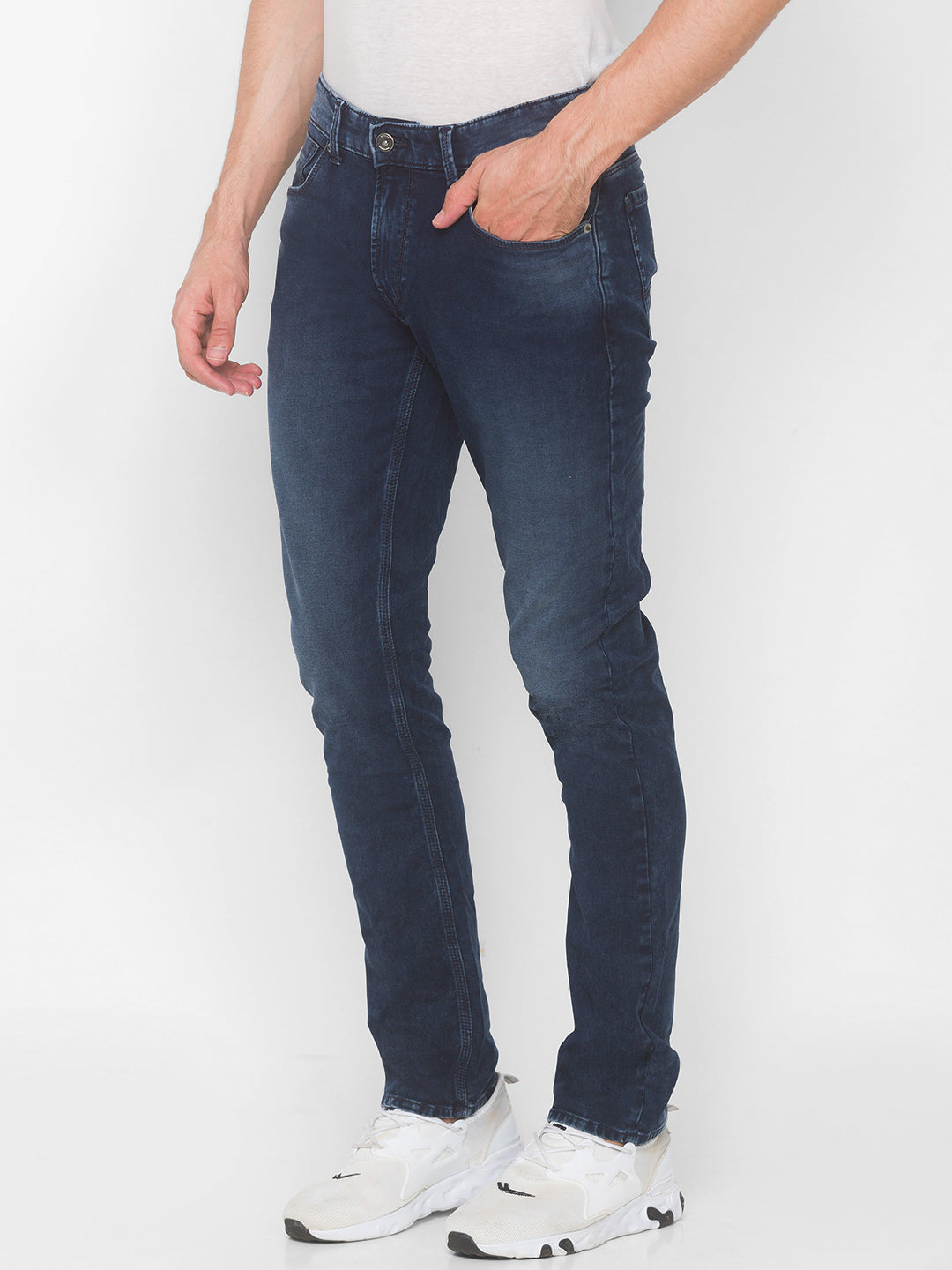 Spykar Men Blue Cotton Regular Fit Narrow Length Jeans (Rover)