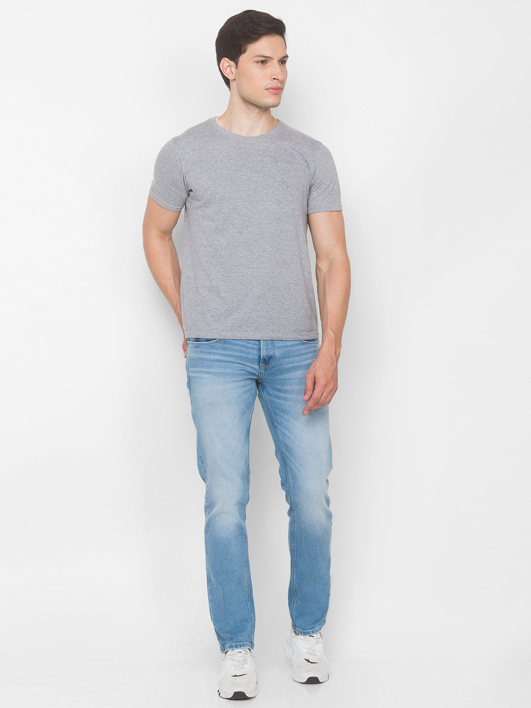 Spykar Men Blue Cotton Comfort Fit Straight Fit Jeans (Ricardo)