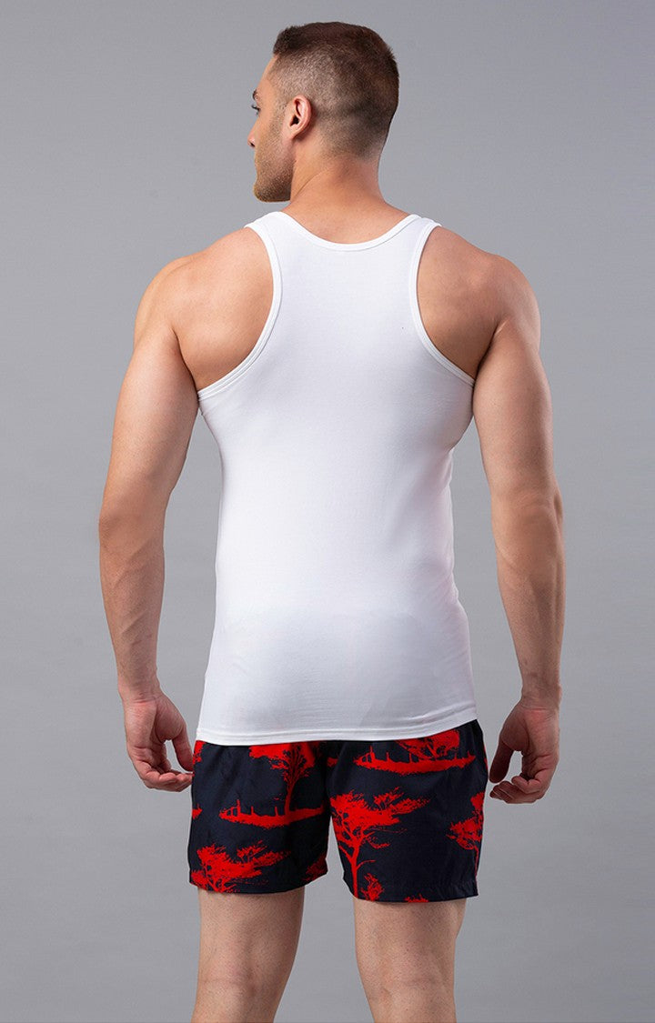 Underjeans By Spykar White Solid Vest For Men