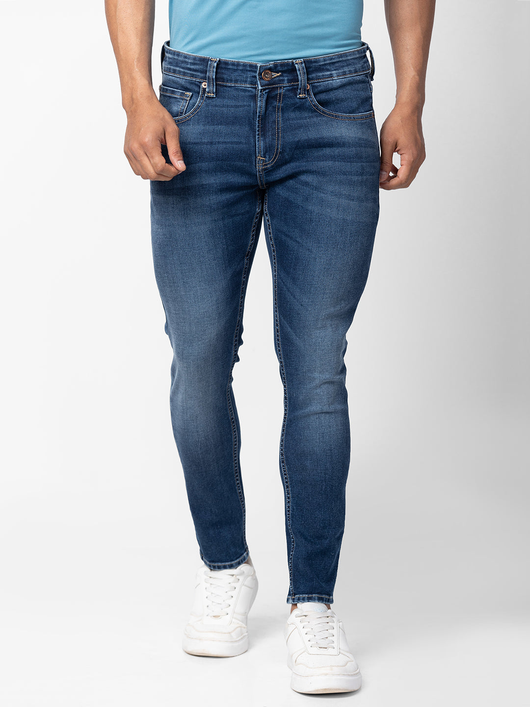 Spykar washed dark blue denim jeans - G3-MJE4810 | G3fashion.com