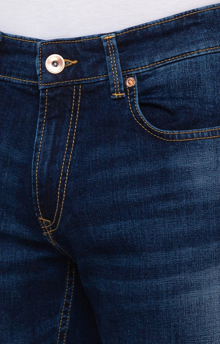 Spykar Dark Blue Cotton Comfort Fit Regular Length Jeans For Men (Rafter)