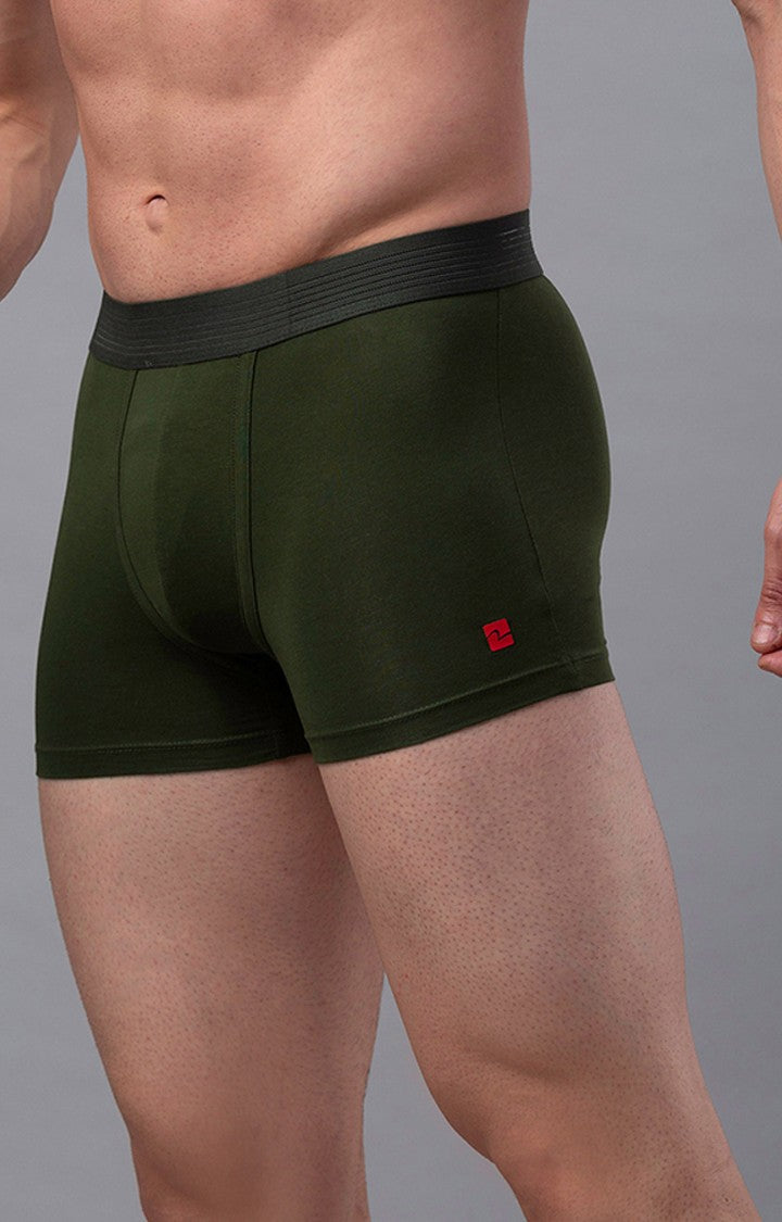 Underjeans By Spykar Men Green Solid Trunks