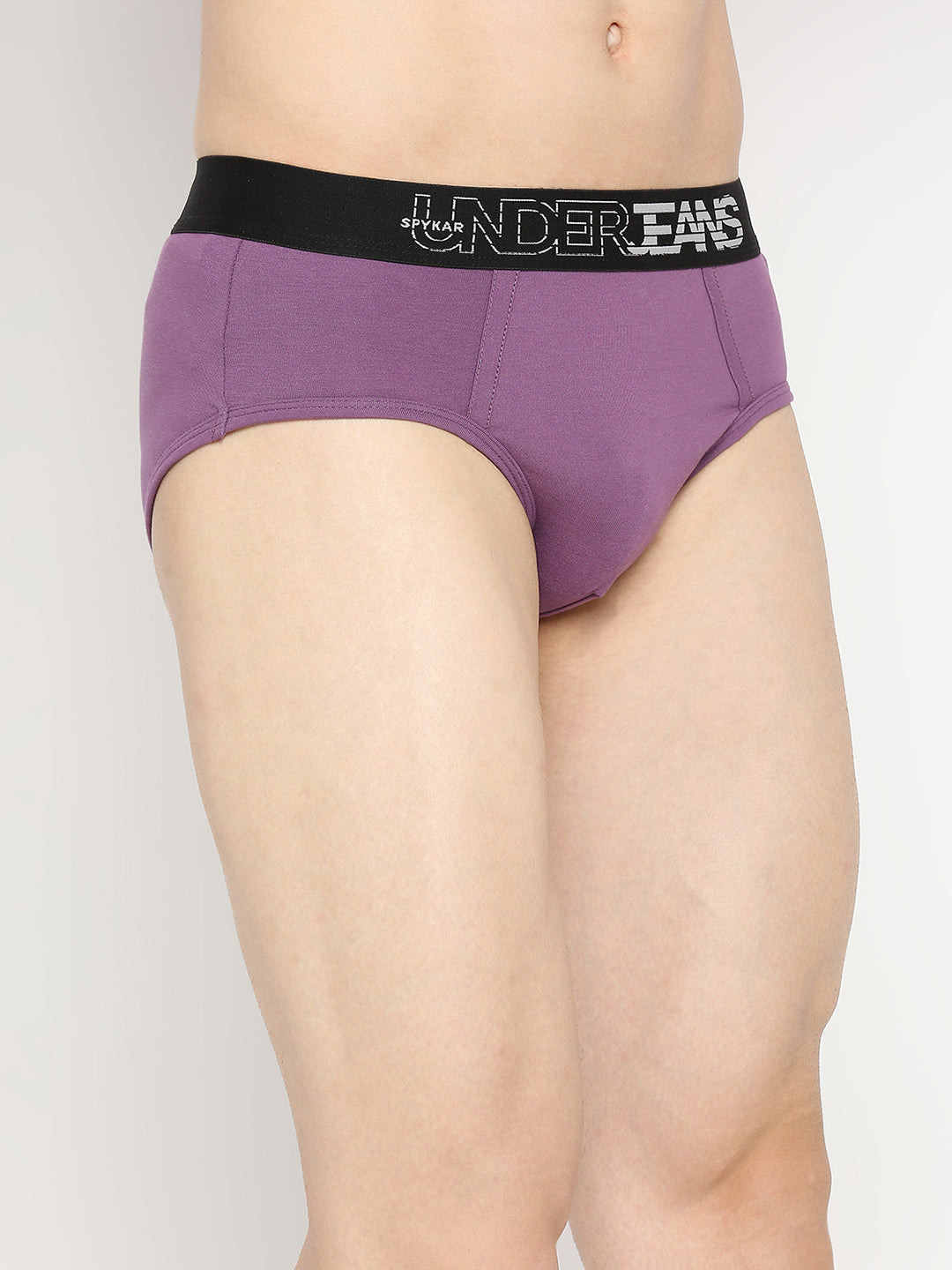 Underjeans By Spykar Men Premium Dull Purple Cotton Blend Brief