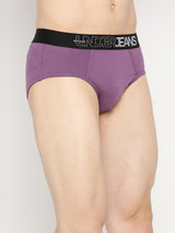 Underjeans By Spykar Men Premium Dull Purple Cotton Blend Brief