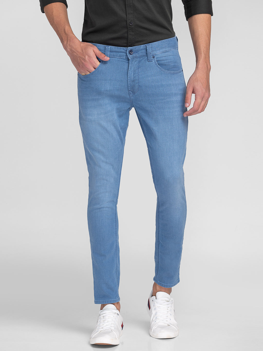 Spykar Men Blue Cotton Slim Fit Tapered Length Jeans (Kano)