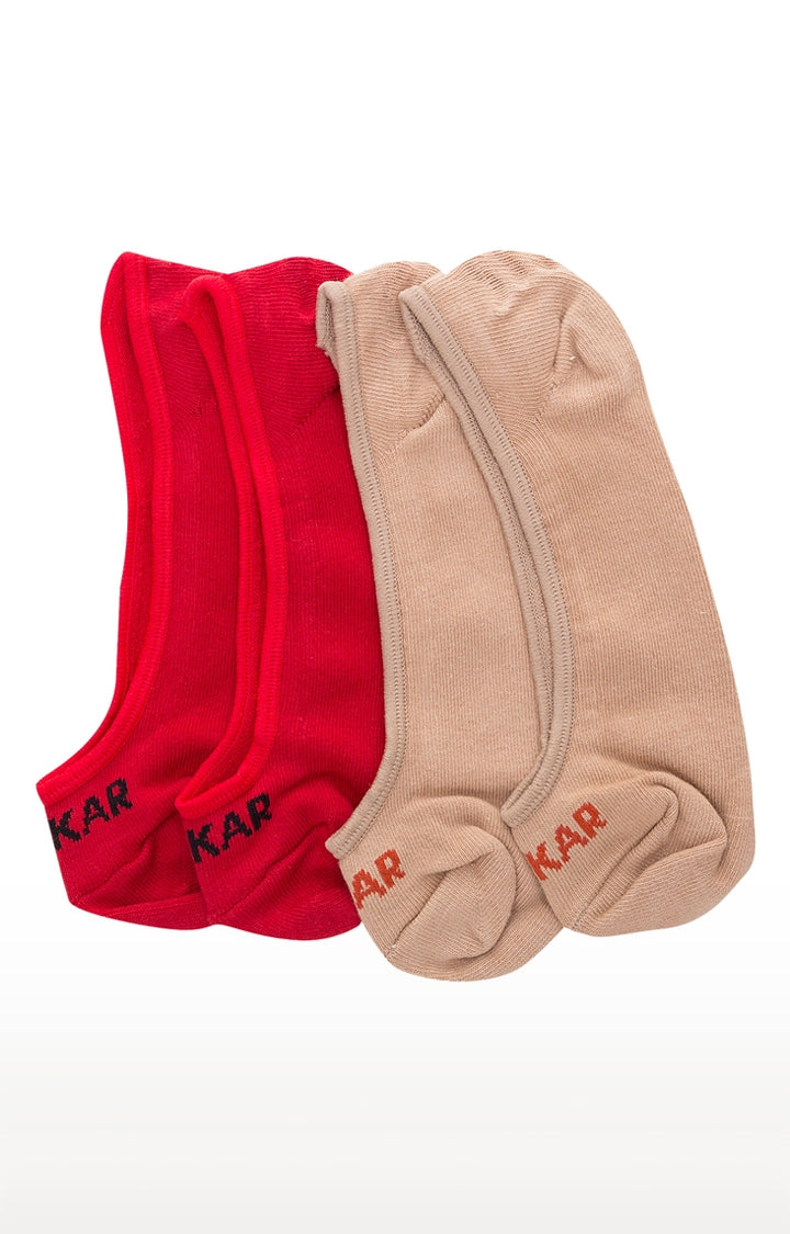 Spykar Red & Skin Cotton Socks - Pair Of 2