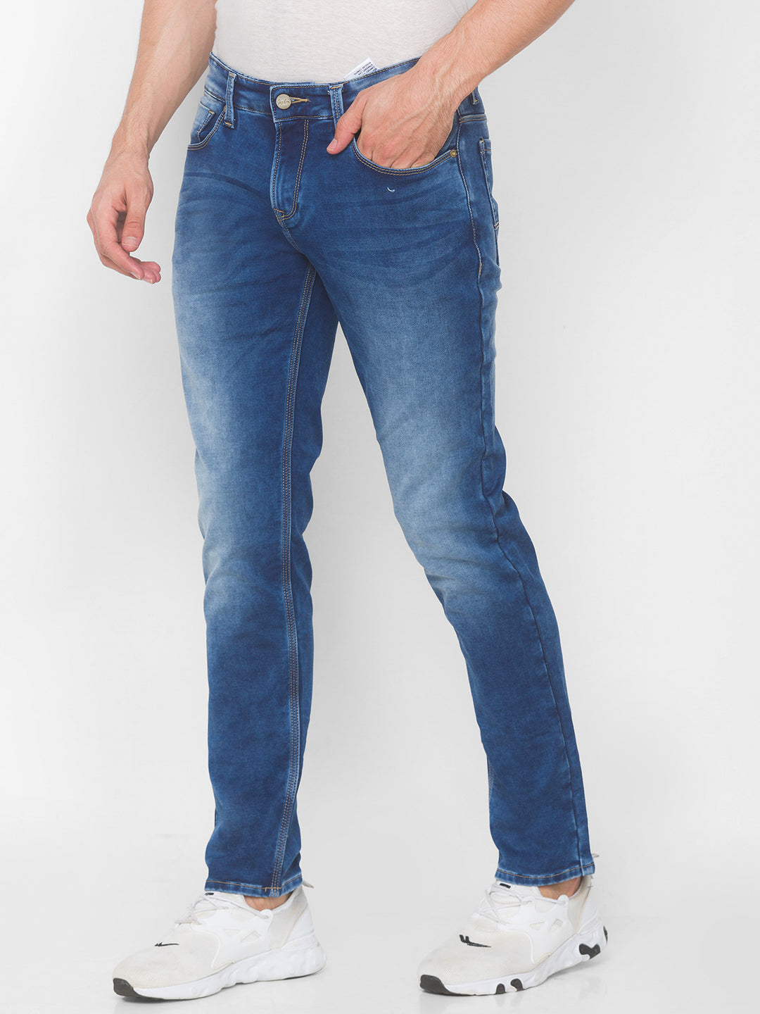 Spykar Men Blue Cotton Regular Fit Narrow Length Jeans (Rover)