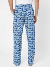 Men Premium Blue Cotton Blend Regular Fit Pyjama - Underjeans By Spykar