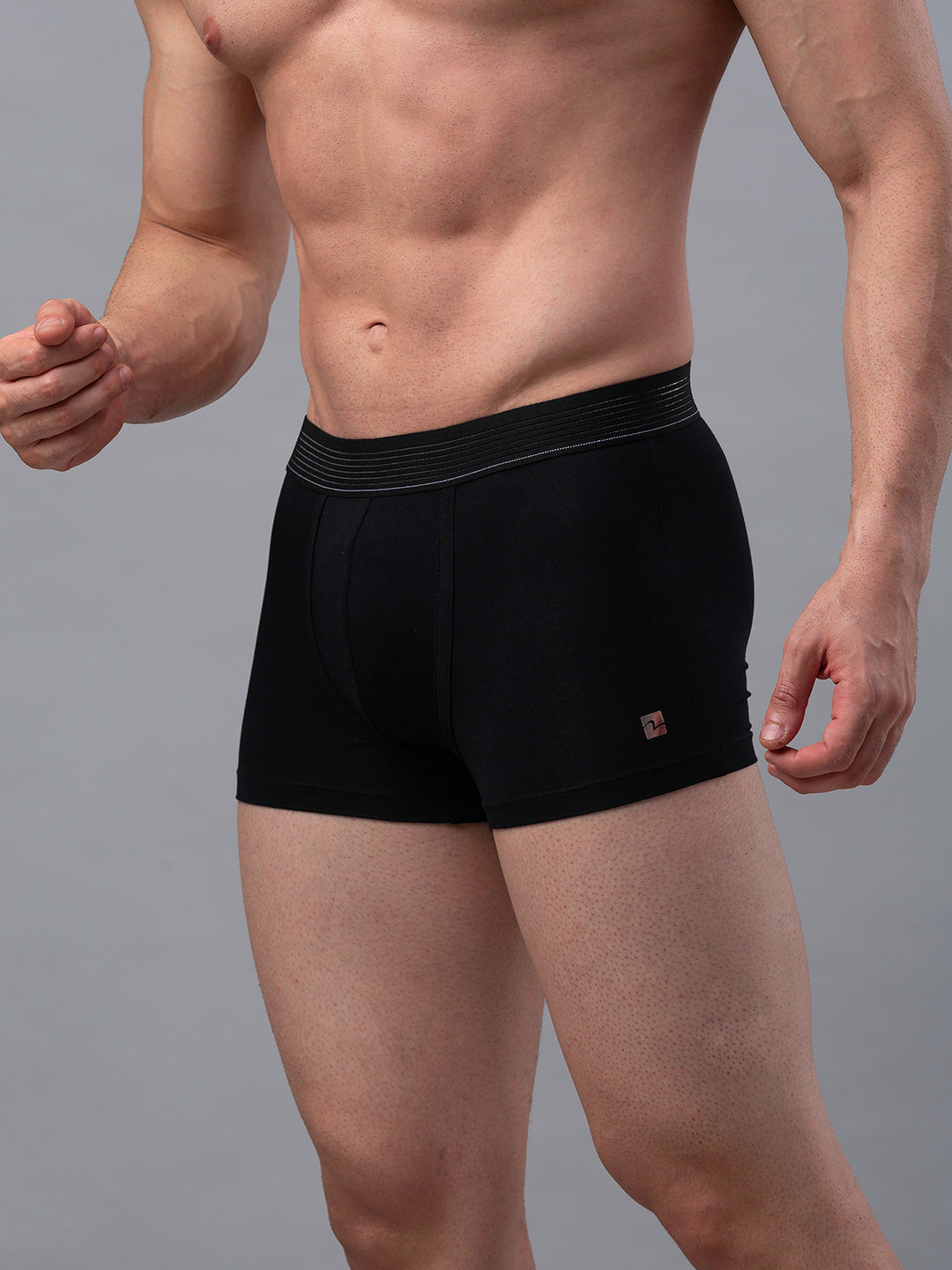 Men Premium Black Cotton Blend Trunk - UnderJeans by Spykar