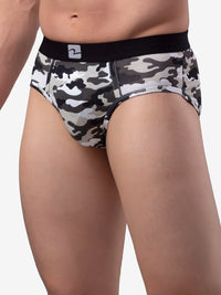 Men Premium Cotton Blend Camo 1 Brief - (Pack Of 2)- Underjeans By Spykar