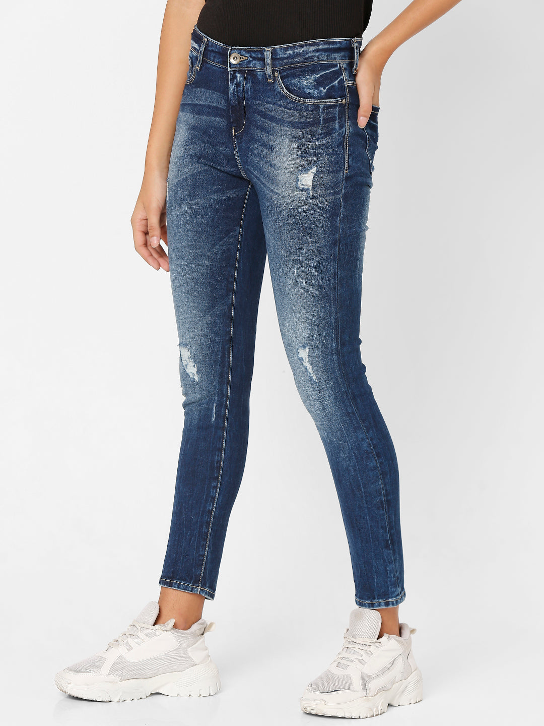 Spykar Women Blue Cotton Skinny Fit Regular Length Jeans - (Adora)