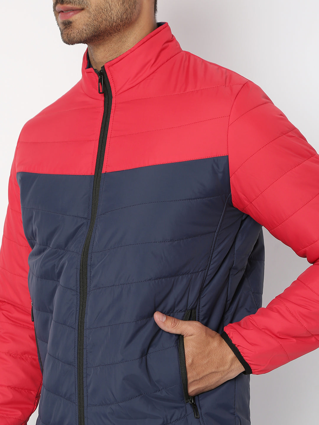 Spykar Men Red & Navy Nylon Regular Fit Jacket