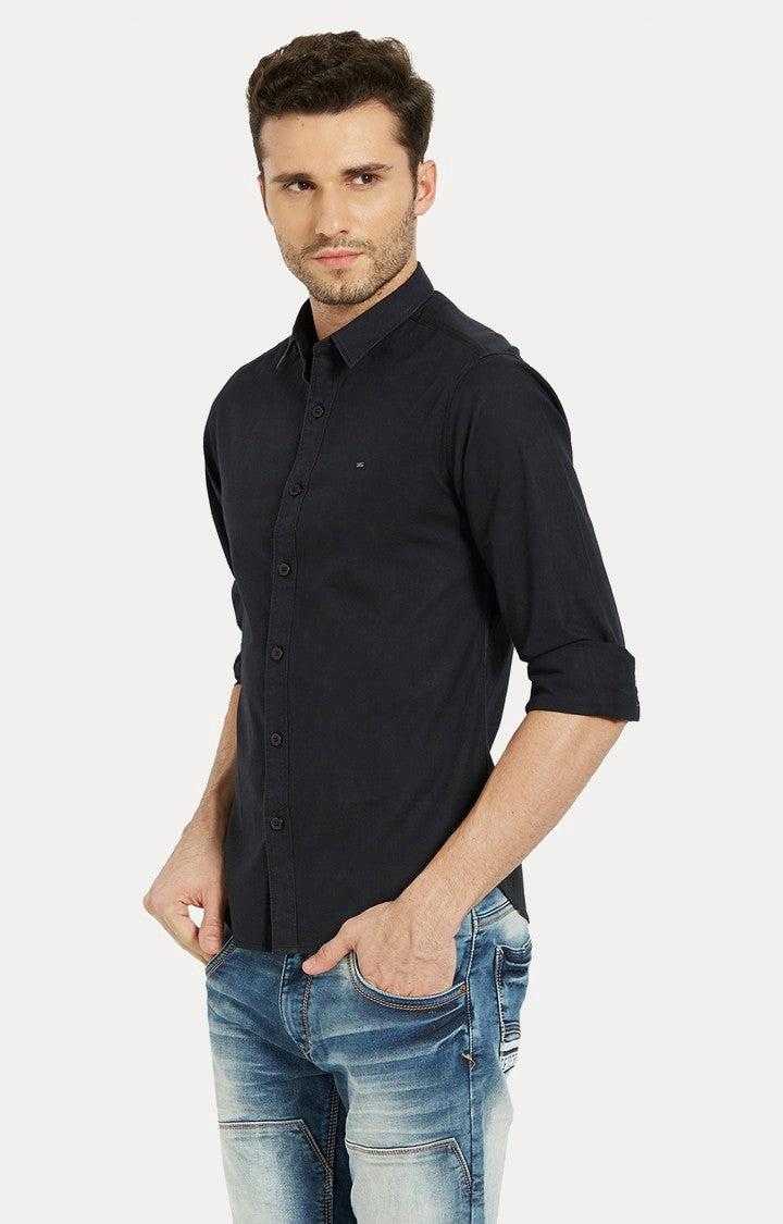 Spykar Men'S Black Cotton Solid Casual Shirts