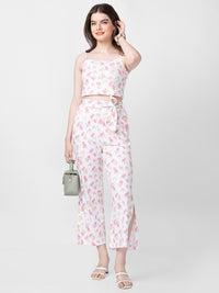 Spykar Women Off-White Cotton Regular Fit Floral Print Trackpant