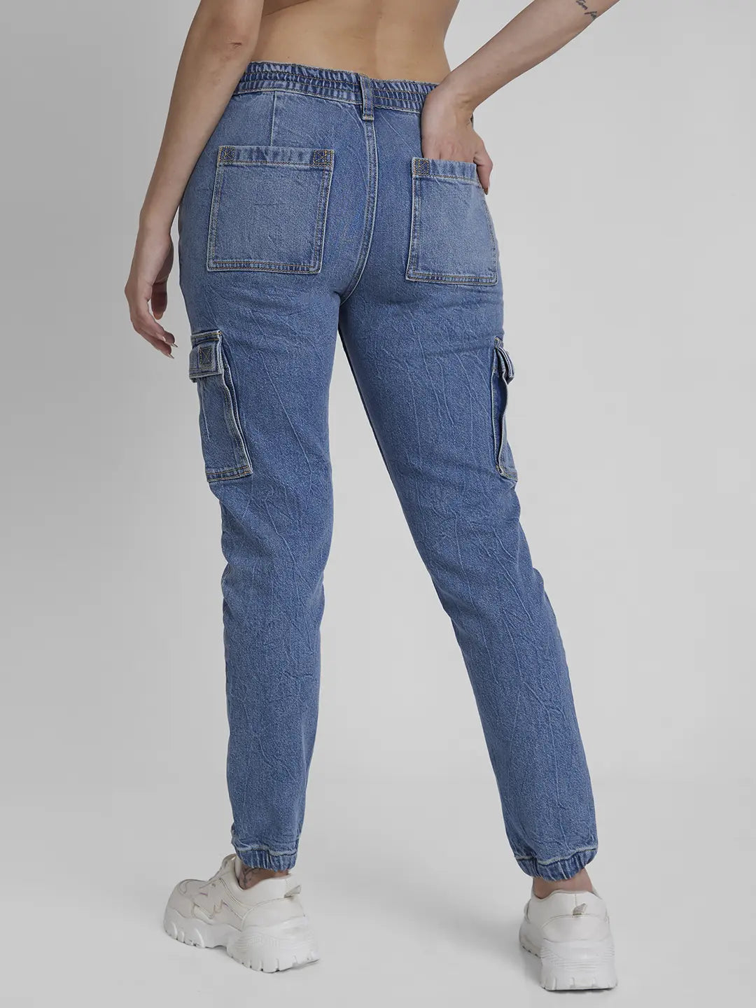 Spykar Women Light Blue Cotton Mom Fit Ankle Length Clean look Jeans -(Amora)