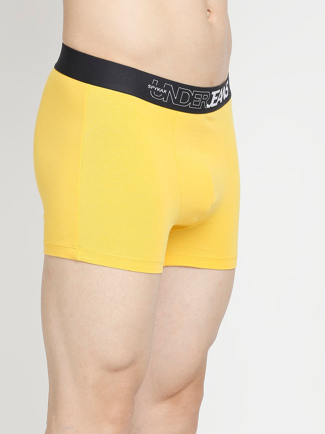 Men Premium Yellow & Dark Grey Cotton Blend Trunk - Pack Of 2- Underjeans By Spykar