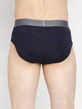 Men Premium Navy Blue & Olive Cotton Blend Brief - Pack Of 2- Underjeans By Spykar