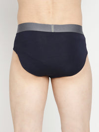 Men Premium Navy Blue & Olive Cotton Blend Brief - Pack Of 2- Underjeans By Spykar