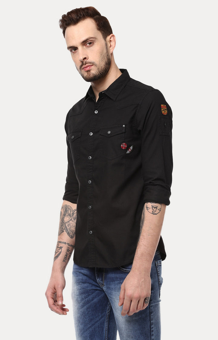 Spykar Men'S Black Cotton Solid Casual Shirts