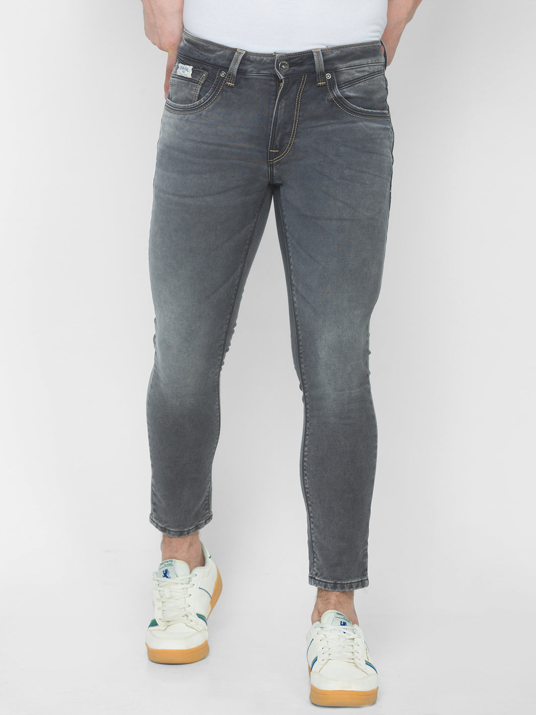 Spykar Men Grey Solid Slim Mid-Rise Jeans (Kano)