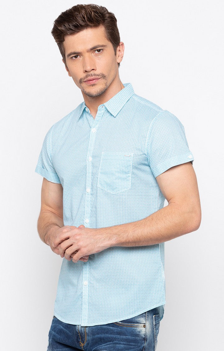 Spykar Men'S Blue Cotton Checked Casual Shirts