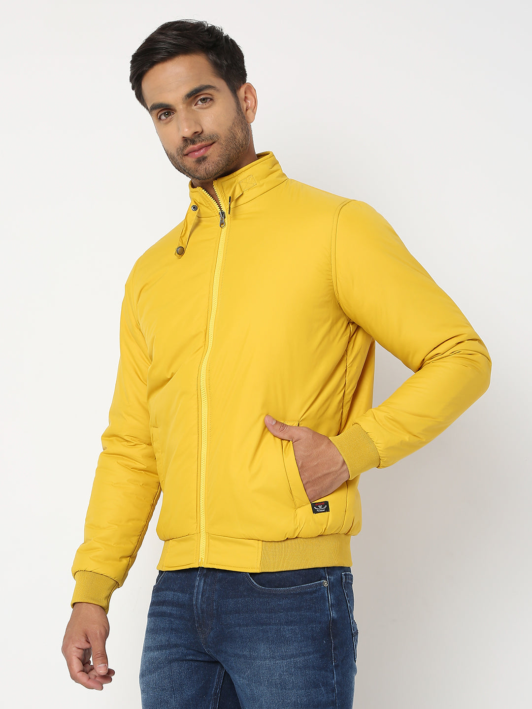 Spykar Men Yellow Nylon Regular Fit Jacket