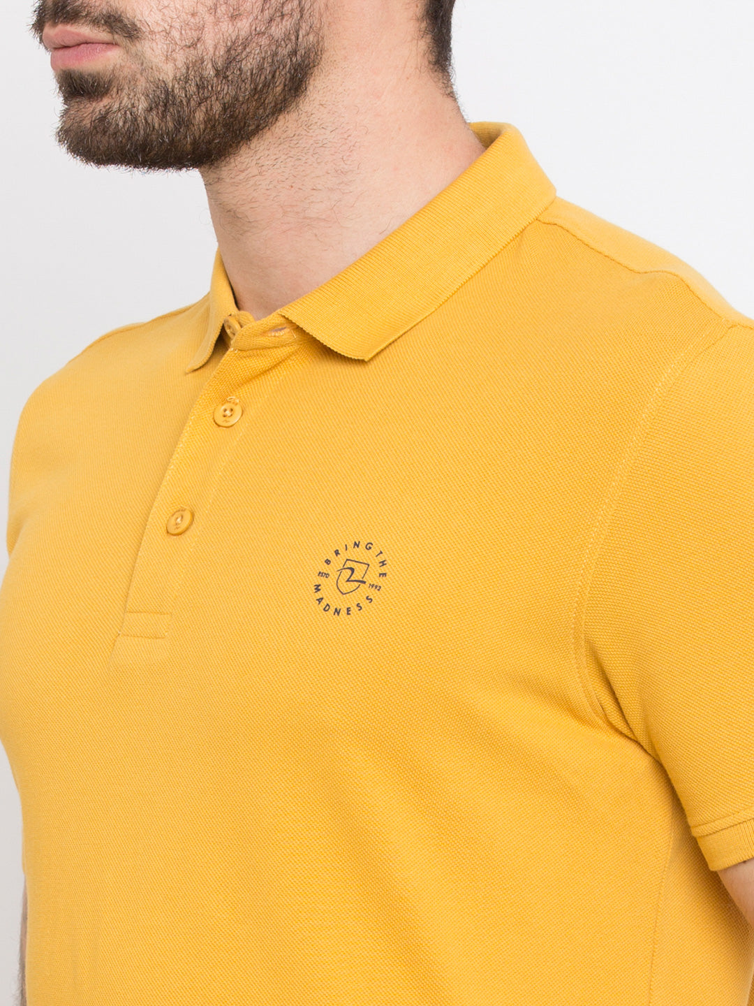 Spykar Yellow Solid Slim Fit Polo Tshirt For Men