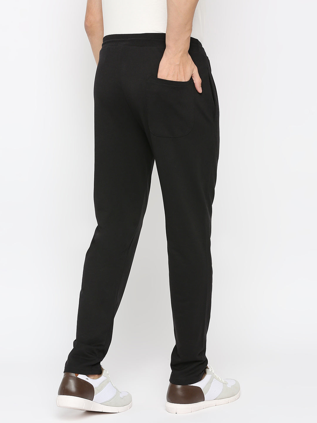Men Premium Cotton Blend Black Trackpant- UnderJeans by Spykar