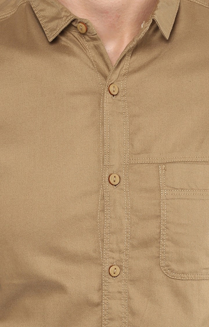 Spykar Men'S Brown Cotton Solid Casual Shirts