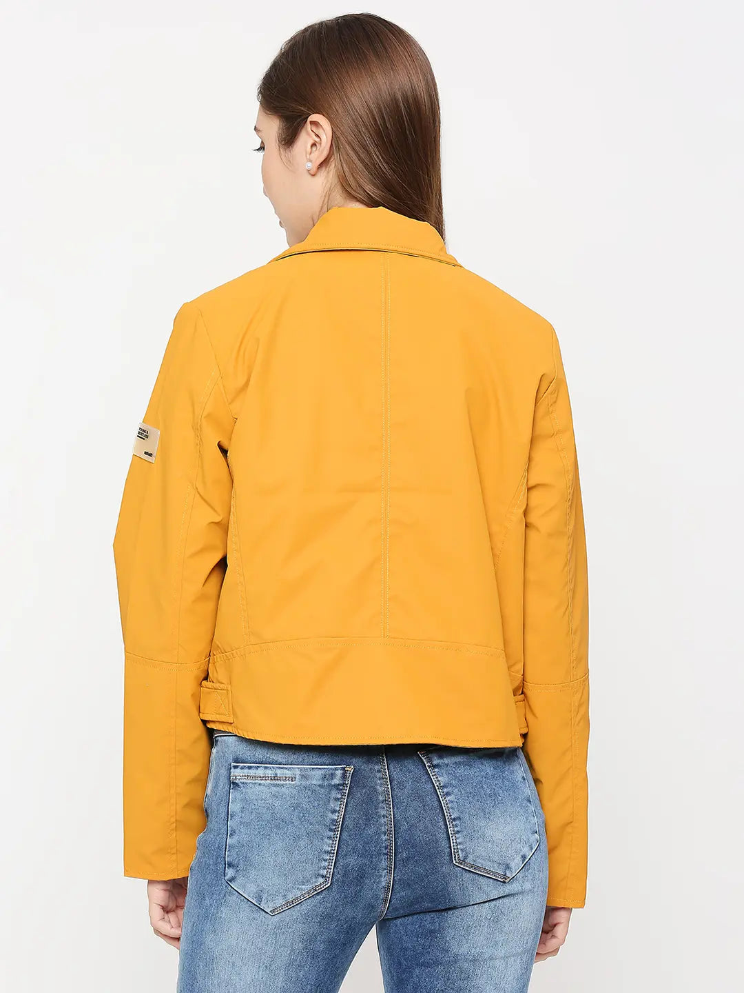 Spykar Mustard Full Sleeve Casual Jacket For Women