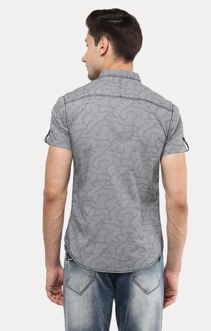 Spykar Men'S Grey Cotton Printed Casual Shirts