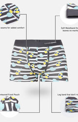Men Premium Grey Cotton Blend Printed Trunk- Underjeans By Spykar