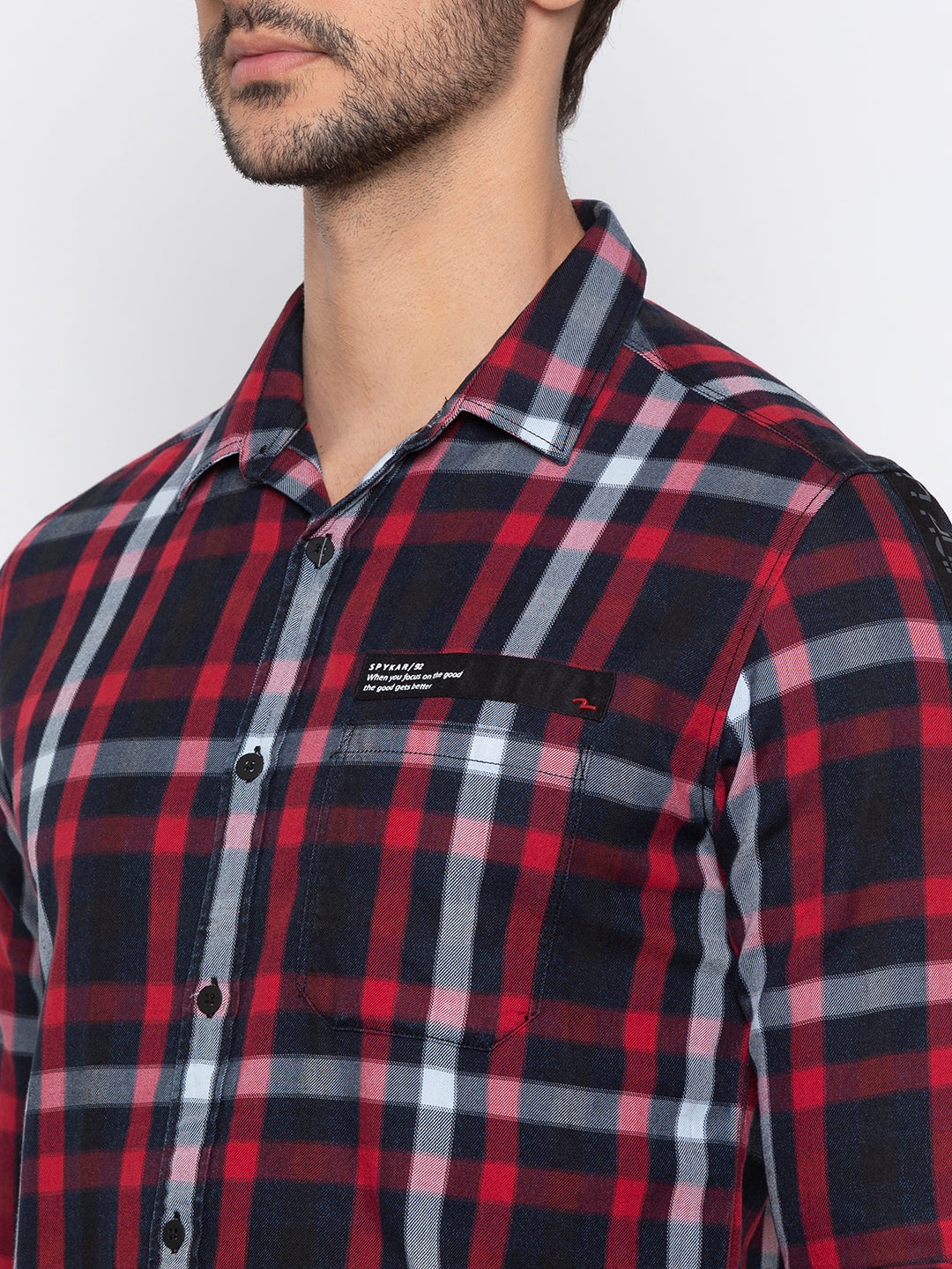 Spykar Men Red Checked Slim Fit Casual Shirt