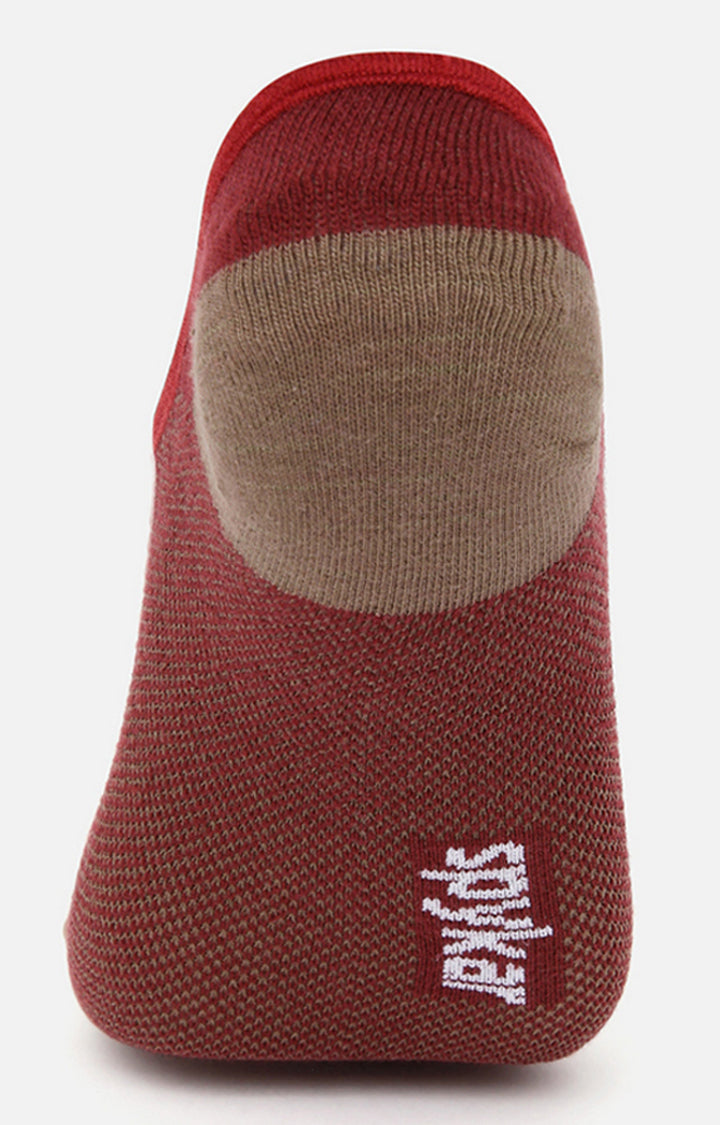 Spykar Maroon_Navy Cotton Ped Socks - Pack Of 2