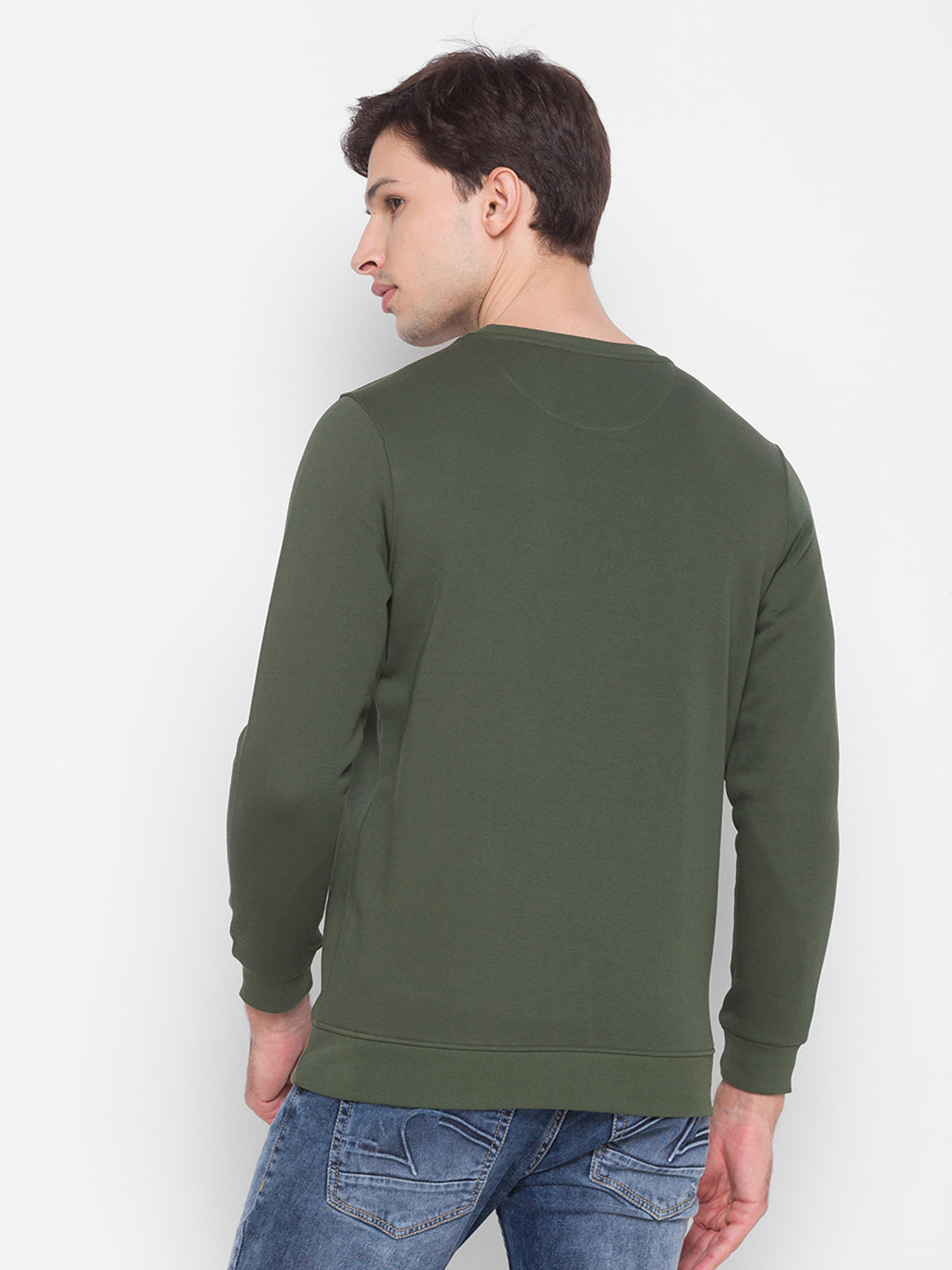 Spykar Green Cotton Sweatshirt For Men