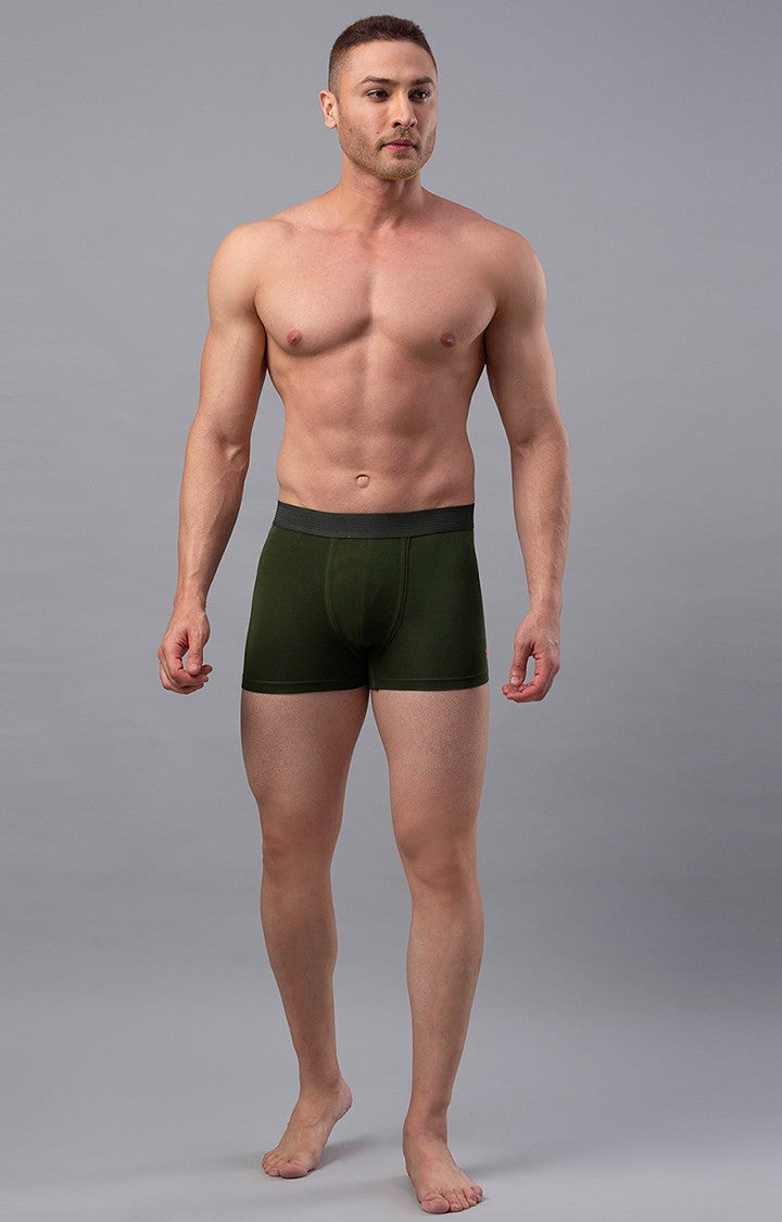 Underjeans By Spykar Men Green Solid Trunks