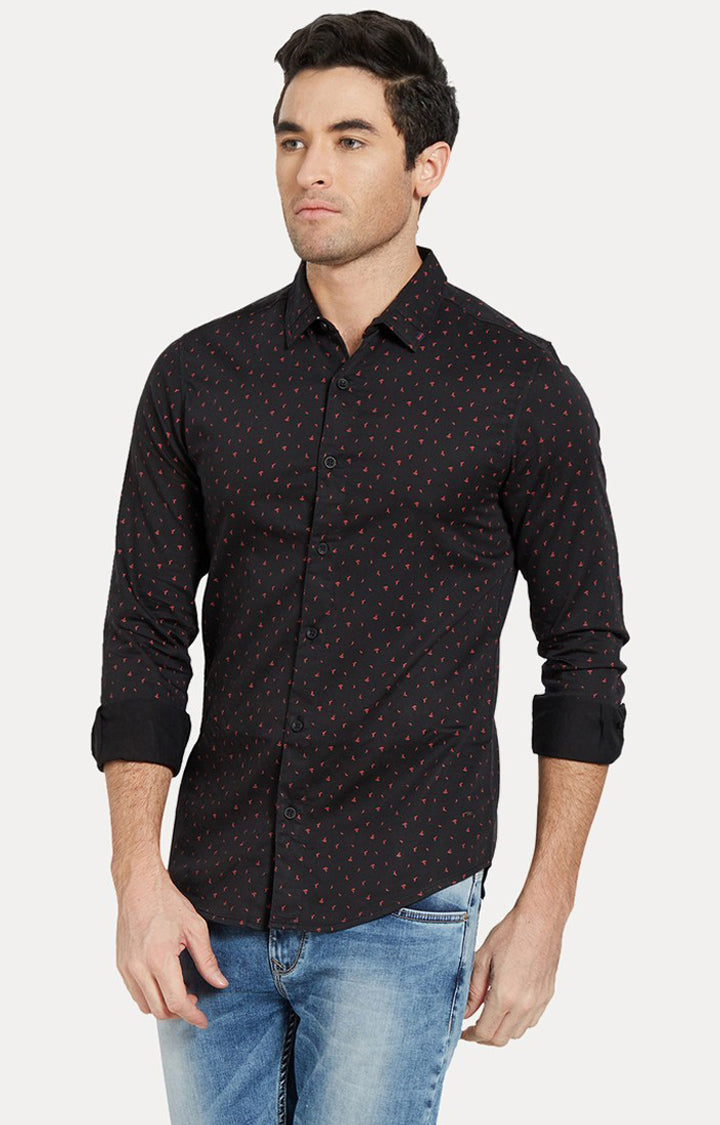 Spykar Men Black Cotton Slim Fit Casual Shirts