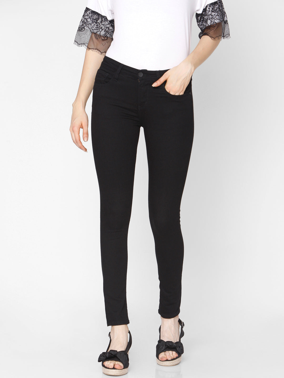 Spykar Women Black Cotton Super Skinny Fit Regular Length Jeans (Alicia)