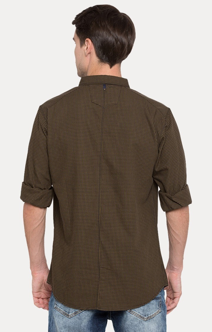 Spykar Men'S Green Cotton Checked Casual Shirts