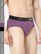 Underjeans by Spykar Men Premium Pack of 2 Black-Purple Brief