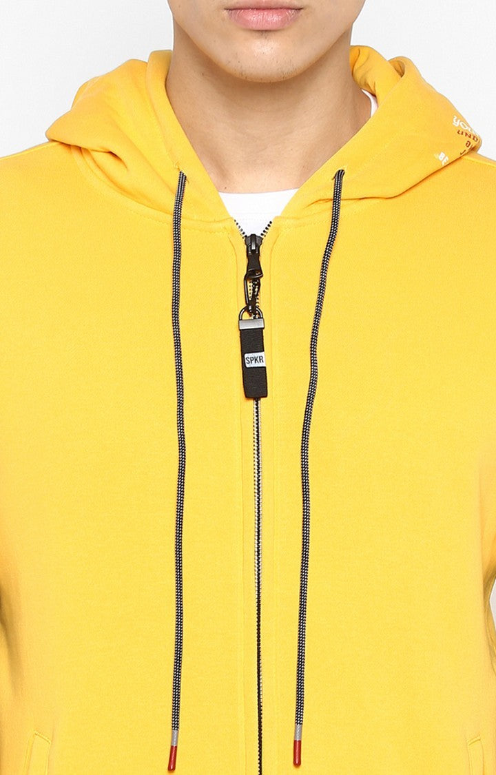 Spykar Yellow Cotton Regular Fit Sweatshirt For Men