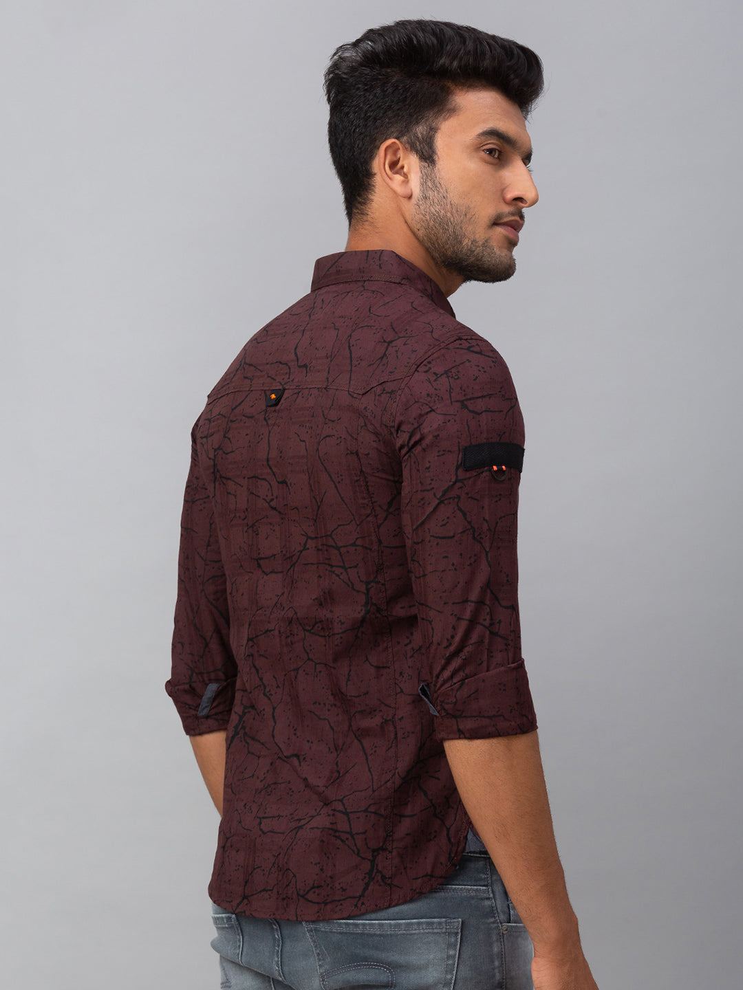 Spykar Men Red Cotton Slim Fit Shirt