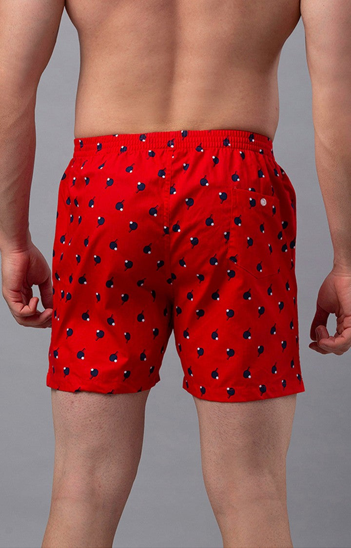 Red Cotton Boxer For Men Premium- Underjeans By Spykar